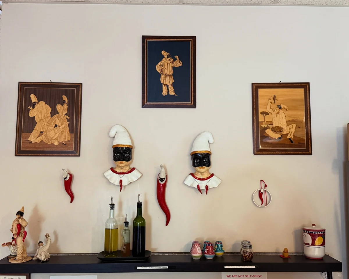 Italian artwork and details inside La Sorrentina