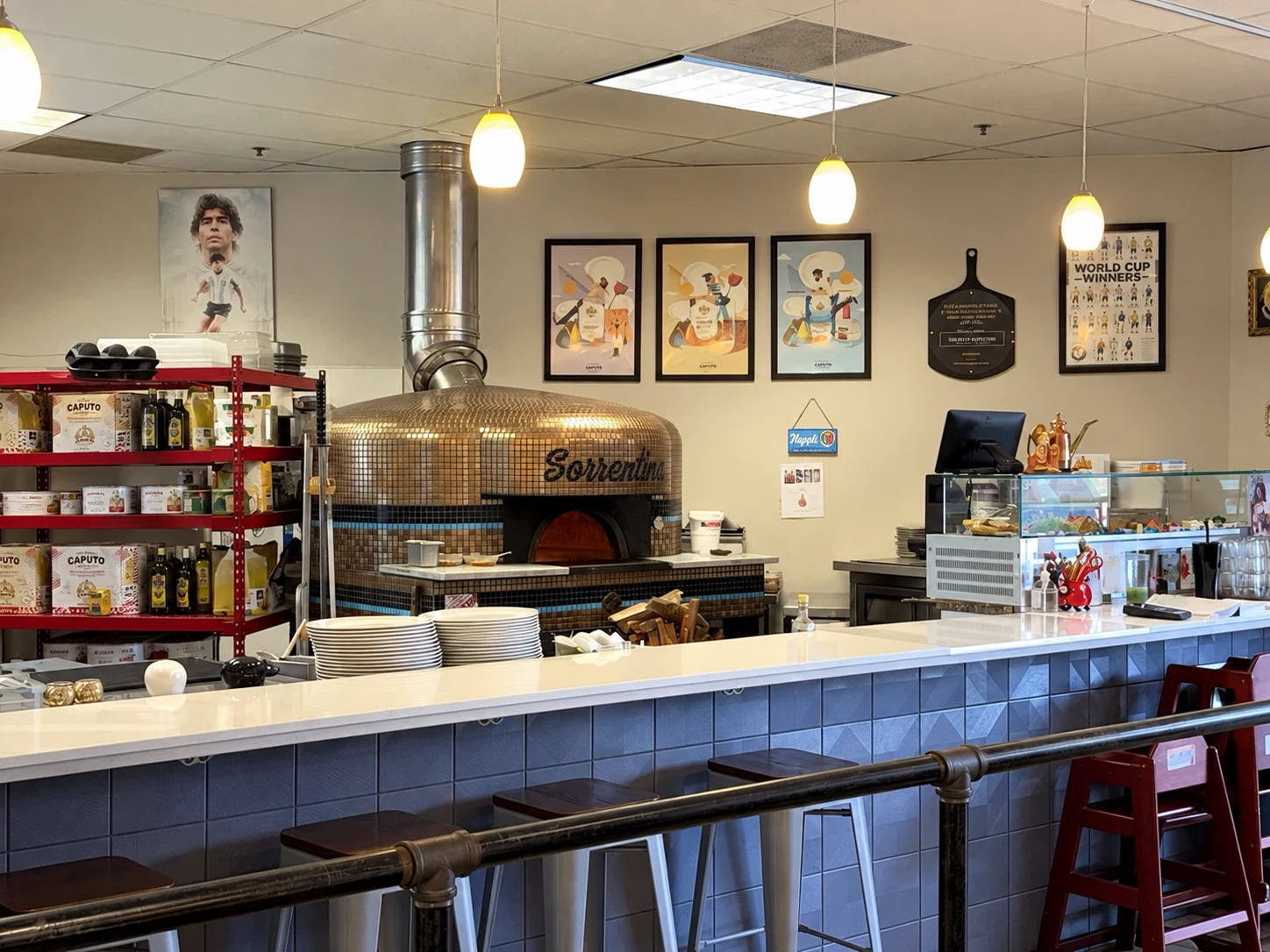 La Sorrentina’s interior and signature wood-fired oven in Vancouver, Washington